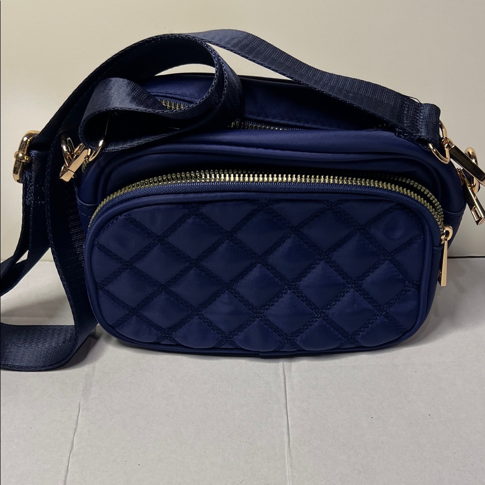 Fashion Puzzle Chic Navy Quilted Crossbody Bag